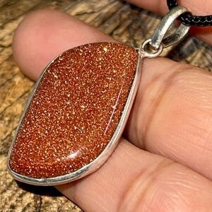 Dainty Golden Sandstone Pendant 1 7/8”